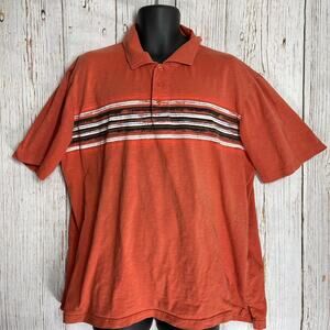 Junction West Polo Shirt Mens XXL Rust Orange Striped Short Sleeve 100% Cotton